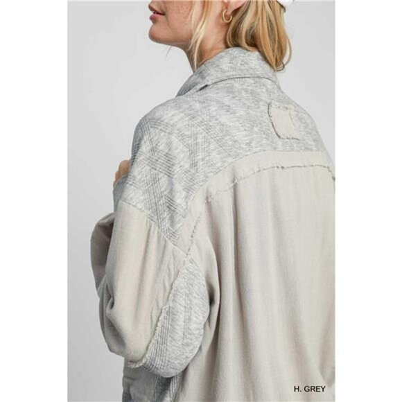 Umgee Two-Way Jacquard Zip-Up Jacket - Picture 5 of 6